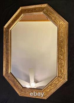 Antique Vintage Gold Gilt Gesso Wood Wall Mirror Octagon Italian 44 x 32.25