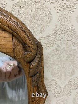 Antique Vintage Large Oak Wall Beveled Mirror