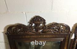 Antique Vintage Large Rectangle Wood Wall Mirror Ornate 43 x 27