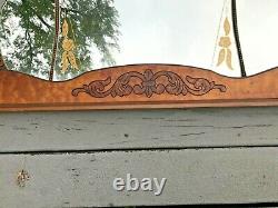 Antique Vtg Carved Flowers Floral Wood Mirror Panels Ornate LARGE Wall Fireplace
