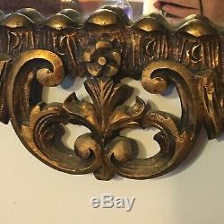 Antique Wall Mirror Gorgeous Large Gold Gilt Carved Wood Hanging Vintage Decor