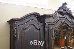 Antique french Large Scale Armoire Wardrobe Cheval Mirror Wall Unit Hand Carved