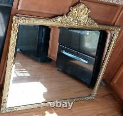 Antique wall mirror gold ornate gilt wood Large Heavy Beautiful, beveled glass