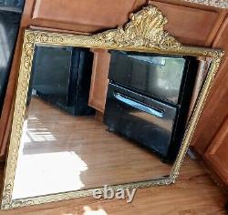 Antique wall mirror gold ornate gilt wood Large Heavy Beautiful, beveled glass
