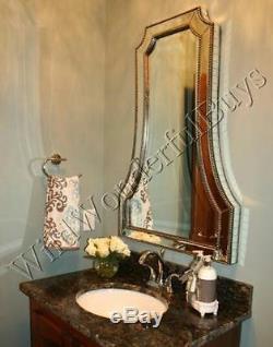 Arched Beaded Edge Wall Mirror Silver 40H Arch Venetian Large Foyer Beveled New
