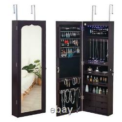Armoire Large Jewelry Box Organizer Cabinet Mirror Wall Door Mounted with6 Drawers