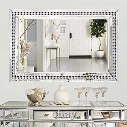 Autdot Crystal Decorative Mirror for Wall Decor 24 X 36 Beveled Large Wall