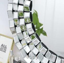 Autdot Decorative Wall Mirror 31.5 Round Large Accent Mirror Shimmering Glass