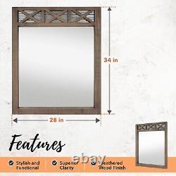 Autumn Alley Large Rustic Farmouse Mirror With Galvanized Accents, Vanity Mirror