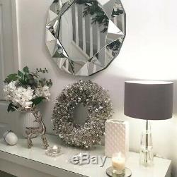 BNTW Large Modern Silver Round Venetian Wall Mirror Abstract Frame Style 60cm