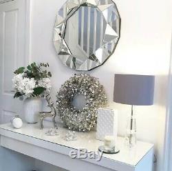 BNTW Large Modern Silver Round Venetian Wall Mirror Abstract Frame Style 60cm S