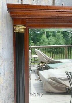 Baker Furniture Neoclassical Large Mahogany Mirror withColumns, Brass Accents 1980