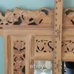 Bali Wall Mirror Hand Carved Wood Heavy Ornate Frame Asian Style Large 29x25