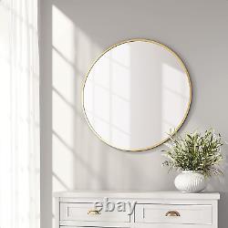 Barnyard Designs 24 Large round Gold Metal Wall Hanging Mirror, Decorative Vint