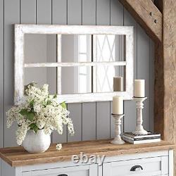 Barnyard Designs 24x40 Windowpane Wood Farmhouse Wall Mirror Wooden Large Rus
