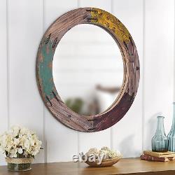 Barnyard Designs 34.5 Decorative round Wall Hanging Mirror, Large Multicolor Wo