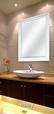 Bathroom Mirror For Wall Beveled Frame White Decor Mount Hanging Vanity Large