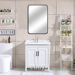 Bathroom Mirror for Wall, 1 Black Metal Frame Mirror for Home Decor, Large Wall
