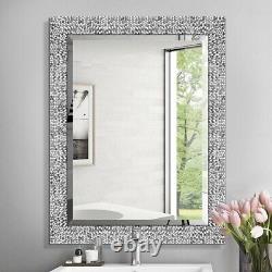 Bathroom Vanity Mirror Ex Large Silver Wall Living Bed Room Mosaic Pattern 41x29