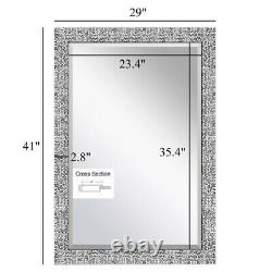 Bathroom Vanity Mirror Ex Large Silver Wall Living Bed Room Mosaic Pattern 41x29