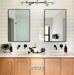 Bathroom Vanity Wall Mirror Set of 2 Black Metal Large Rectangle Framed New