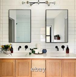 Bathroom Vanity Wall Mirror Set of 2 Black Metal Large Rectangle Framed New