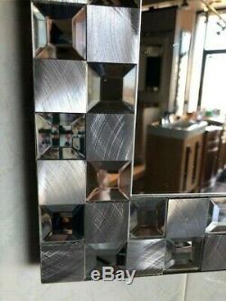 Bathroom Vanity Wall Mirror Steel Mosaic Rectangle Frameless 25X36 LARGE SILVER