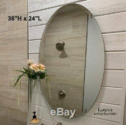 Bathroom Wall Mirror Large Vanity Beveled Oval Frameless 36H Bedroom Home Decor