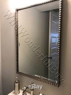 Beaded Edge Wall Mirror Bronze 32 Metal Beveled Rectangle Bathroom Dakota Large