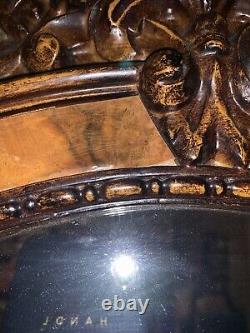 Beautiful Carved Antique French Provincial Rococo Large Wall Mirror Signed 1965