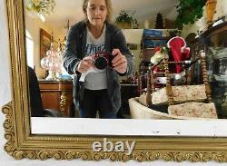 Beautiful Large Antique/Vintage 31 Ornate Gold Scroll Wood Hanging Wall Mirror