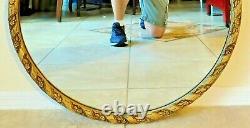 Beautiful Large Antique/Vtg 30 Round Ornate Gold Flower Hanging Wall Mirror