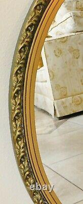 Beautiful Large Antique/Vtg 32 Ornate Gold Wood Gesso Oval Hanging Wall Mirror