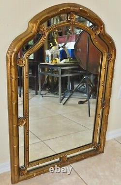 Beautiful Large Antique/Vtg 38 Ornate Gold Flower Hanging Wall Mirror
