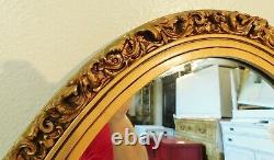 Beautiful Large Antique/Vtg 39 Oval Ornate Gold Hanging Wall Mirror