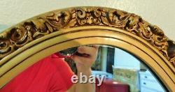 Beautiful Large Antique/Vtg 39 Oval Ornate Gold Hanging Wall Mirror