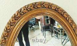 Beautiful Large Antique/Vtg 44 Ornate Gold Flower Oval Hanging Wall Mirror