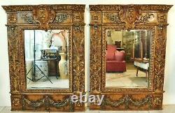 Beautiful Large PAIR Vintage 42 Ornate Decorative Hanging Beveled Wall Mirrors