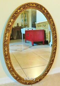 Beautiful Large Vintage 31 Ornate Oval Gold Hanging Wall Mirror