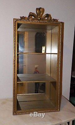 Beautiful Vintage Italian Wooden Mirrored Wall Shelf With Large Bow On Top