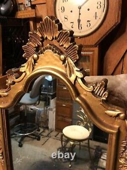Beautiful Vintage Large Ornate HOLLYWOOD Regency 42 Wall Mirror Gold Leaf