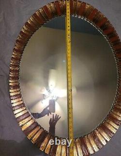Beautiful Vintage Large Resin Framed Oval Wall Mirror 38.25H x 28.5W x 1.5D