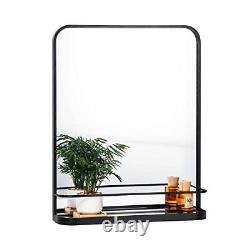 Black Bathroom Mirror with Shelf, Large Accent Wall Mirror for Decor, 26.8 H