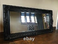 Black Gothic Large French Boudoir Statement Vintage Over mantle Wall Mirror 5ft