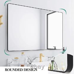 Black Large Mirror 30X40 Inch Wall Mirrors for Wall, Brushed Aluminum Frame Roun