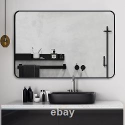 Black Large Mirror 30X40 Inch Wall Mirrors for Wall, Brushed Aluminum Frame Roun