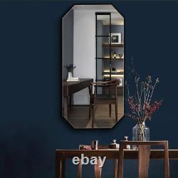 Black Octagon Mirror Wall Mounted 27.5''X19.6'', Large Black Mirrors for Wall Dec