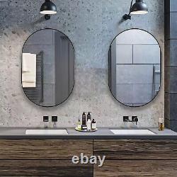 Black Oval Wall Mirror 20 x 30 Oval Bathroom Mirror Large Vanity Decor Metal
