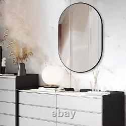 Black Oval Wall Mirror 20 x 30 Oval Bathroom Mirror Large Vanity Decor Metal