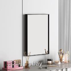 Black Rectangle Mirror Wall Mounted, Metal Frame Wall Mirror, Large Bathroom Mirro